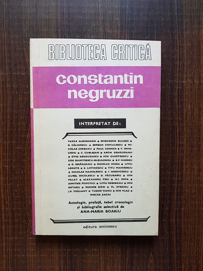 Biblioteca Critica – Constantin Negruzzi