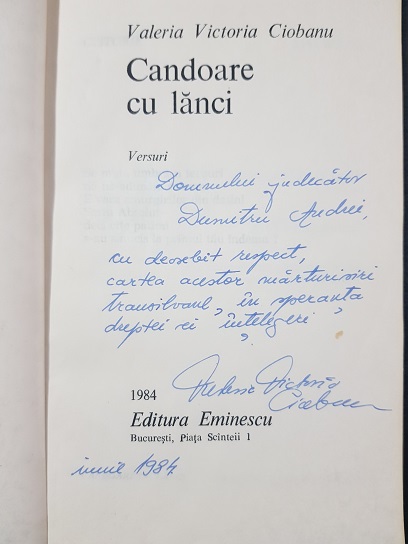 Valeria Victoria Ciobanu - Candoare cu lanci (1984, cu autograful si dedicatia autoarei) - imagine 3