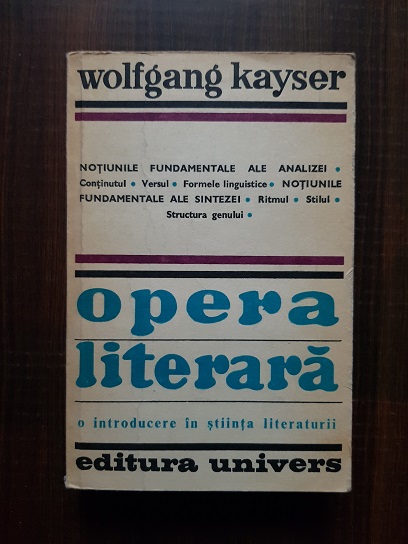 Wolfgang Kayser – Opera literara. O introducere in stiinta literaturii