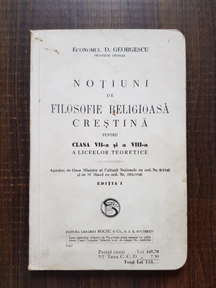 Economul D. Georgescu - Notiuni de filosofie religioasa crestina