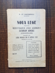 N. ST. Diaconescu - Noua lege pentru modificarea legii asanarii datoriilor agricole