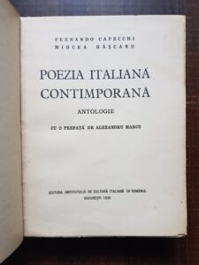 Fernando Capecchi, Mircea Rascanu - Poezia italiana contimporana. Antologie