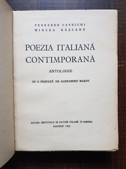 Fernando Capecchi, Mircea Rascanu - Poezia italiana contimporana. Antologie