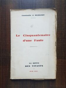 Constantin Diamandy - Le cinquantenaire d'une faute