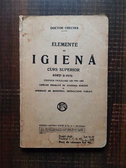 Urechia – Elemente de igiena. Curs superior