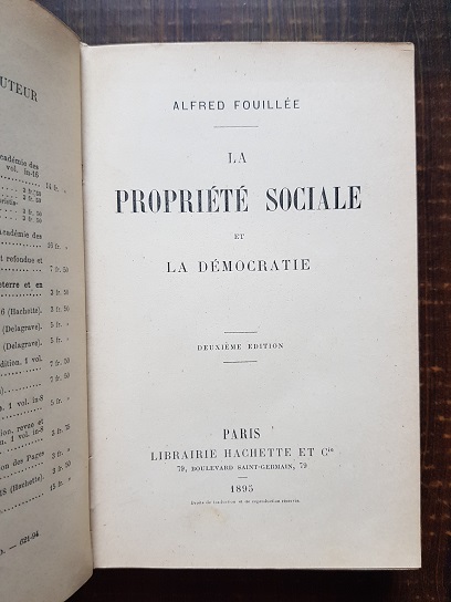 Alfred Fouillee - La propriete sociale et la democratie (1895) - imagine 2