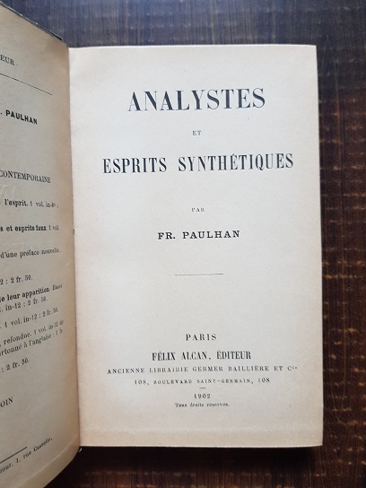 Frederic Paulhan - Analystes et esprits synthétiques (1902) - imagine 2