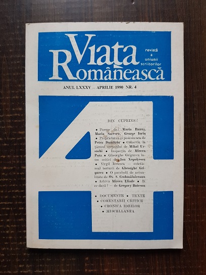 Revista Viata Romaneasca, anul LXXXV, nr. 4, aprilie 1990