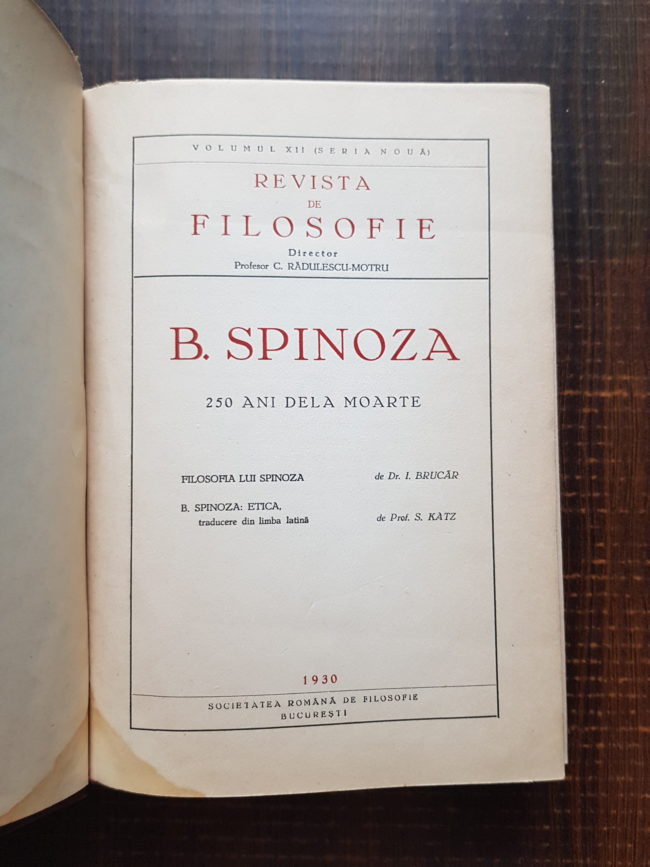 I. Brucar - Filozofia lui Spinoza / B. Spinoza - Etica demonstrata dupa metoda geometrica (1930, 2 carti colegate) - imagine 2