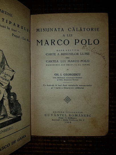 Gh. I. Georgescu - Minunata calatorie a lui Marco Polo (1939) - imagine 2