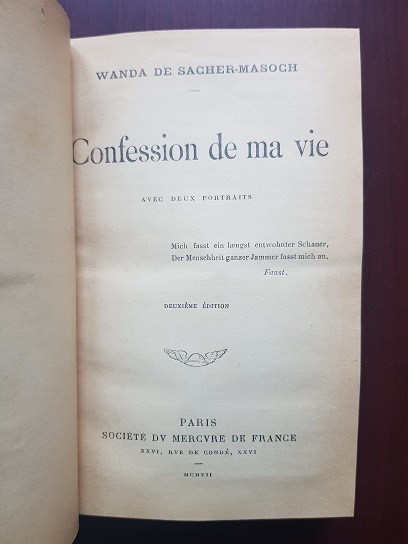 Wanda von Sacher-Masoch - Confession de ma vie (1907) - imagine 2