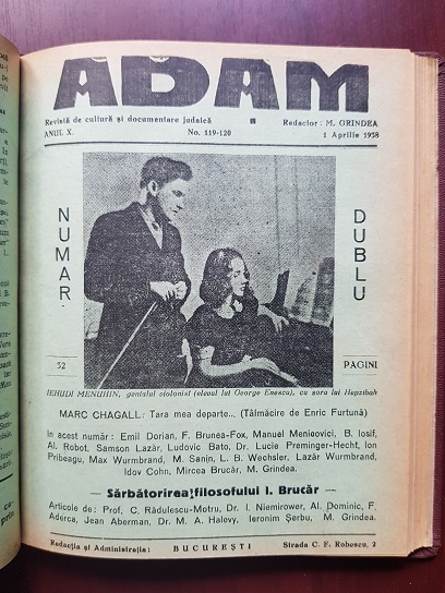 Revista Adam. 1 Ianuarie 1938 - 1-15 Decembrie 1938 (fondator I. Ludo, 12 numere colegate) - imagine 7