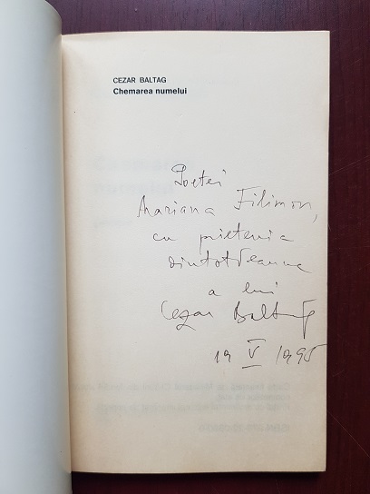Cezar Baltag - Chemarea Numelui (1995, cu autograful si dedicatia autorului) - imagine 2