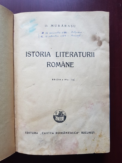 Dumitru Murarasu - Istoria literaturii romane (1946, usor uzata) - imagine 2