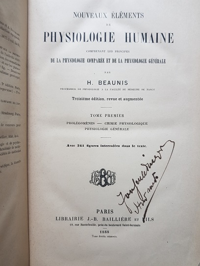 H. Beaunis - Nouveaux elements de Physiologie Humaine comprenant les principes de la physiologie comparee et de la physiologie generale 2 volume (1888) - imagine 2