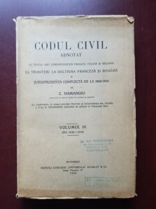 C. Hamangiu - Codul Civil Adnotat. Volumul 4 (1926)