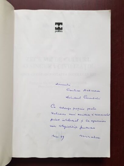 Mircea Malita - Zece mii de culturi, o singura civilizatie (1998, cu autograful si dedicatia autorului) - imagine 2