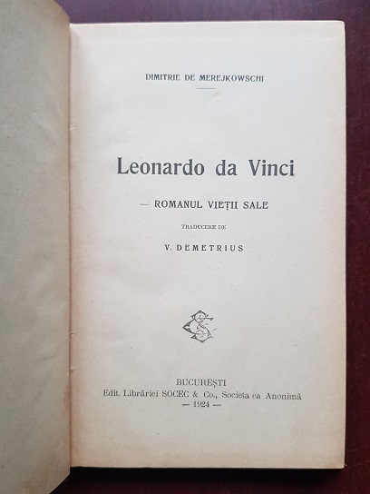Dimitrie de Merejkowschi - Leonardo da Vinci. Romanul vietii sale (1924) - imagine 2