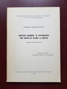 Radulescu Isvoranu Zenovia - Modificari Biochimice in Hepatonecroza prin carenta de seleniu, la sobolani