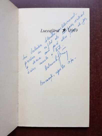 Ion Iancu Lefter - Sarut (1969, cu autograful si dedicatia autorului) - imagine 2