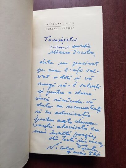 Nicolae Tautu - Portret interior (1965, cu autograful si dedicatia autorului) - imagine 2