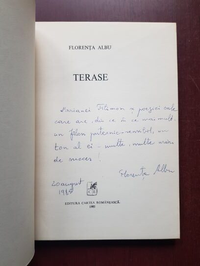 Florenta Albu - Terase (1985, cu autograful si dedicatia autoarei) - imagine 2