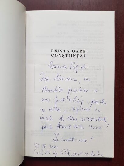 G. G. Constandache - Exista oare constiinta? (1997, cu autograful si dedicatia editorului si traducatorului)) - imagine 2