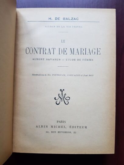 Honore de Balzac - Le contrat de mariage (1927) - imagine 2