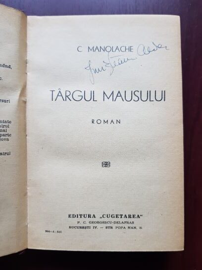 C. Manolache - Targul mausului (1940, prima editie) - imagine 2