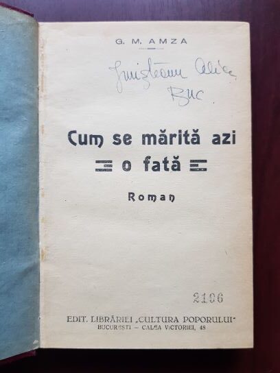 G. M. Amza - Cum se marita azi o fata (1935, prima editie) - imagine 2