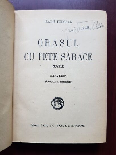 Radu Tudoran - Orasul cu fete sarace (1940, editia a II-a) - imagine 2
