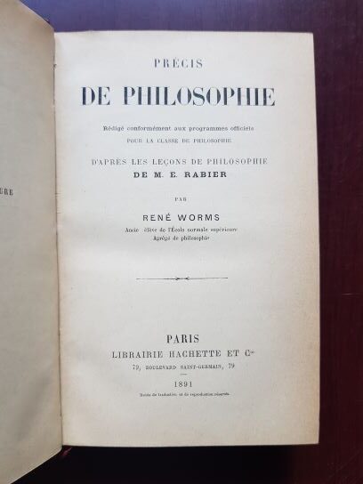 Rene Worms - Precis de philosophie (1891) - imagine 2