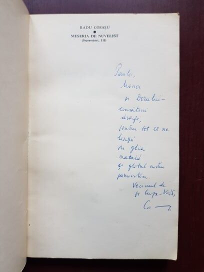 Radu Cosasu - Meseria de nuvelist (1980, cu autograful si dedicatia autorului) - imagine 2