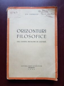 Ion Zamfirescu - Orizonturi filosofice (1942, prima editie)